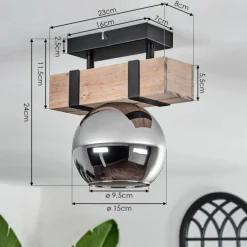 hofstein Plafonnier - Verre 15 cm Montgomery Écru, Noir, 1 lumière