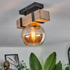 hofstein Plafonnier - Verre 15 cm Montgomery Écru, Noir, 1 lumière