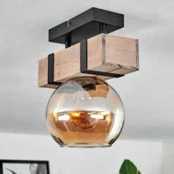 hofstein Plafonnier - Verre 15 cm Montgomery Écru, Noir, 1 lumière