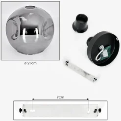 hofstein Plafonnier - Verre 25 cm Ripoll Fumé, 1 lumière