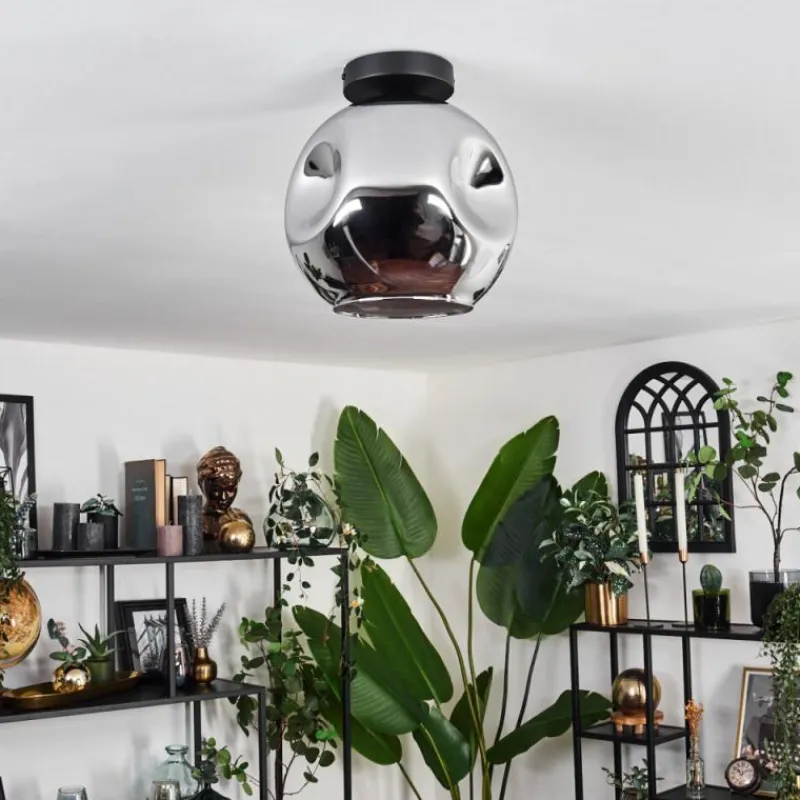 hofstein Plafonnier - Verre 25 cm Ripoll Chrome, 1 lumière