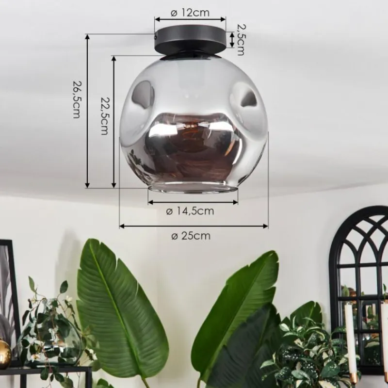 hofstein Plafonnier - Verre 25 cm Ripoll Chrome, 1 lumière