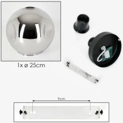 hofstein Plafonnier - Verre 25 cm Ripoll Chrome, 1 lumière