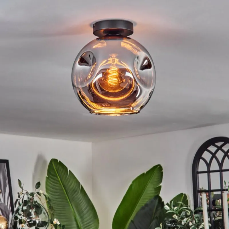 hofstein Plafonnier - Verre 25 cm Ripoll Chrome, 1 lumière