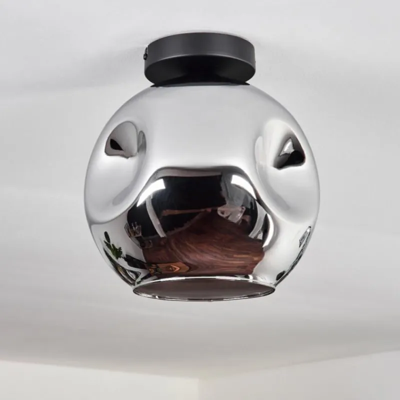 hofstein Plafonnier - Verre 25 cm Ripoll Chrome, 1 lumière