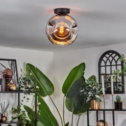 hofstein Plafonnier - Verre 25 cm Ripoll Chrome, 1 lumière