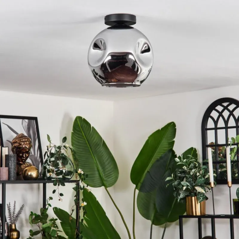 hofstein Plafonnier - Verre 25 cm Ripoll Chrome, 1 lumière