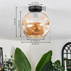 hofstein Plafonnier - Verre 25 cm Ripoll Ambre, 1 lumière