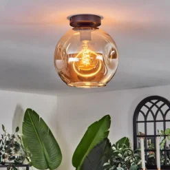hofstein Plafonnier - Verre 25 cm Ripoll Ambre, 1 lumière