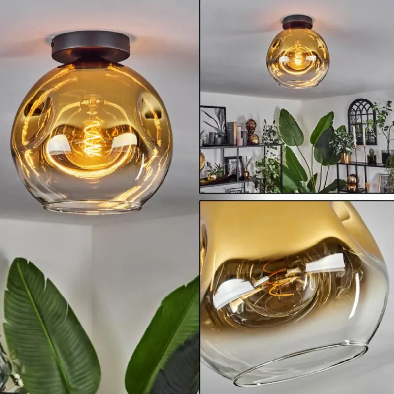 hofstein Plafonnier - Verre 25 cm Ripoll Or, Clair, 1 lumière