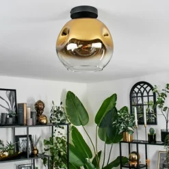 hofstein Plafonnier - Verre 25 cm Ripoll Or, Clair, 1 lumière