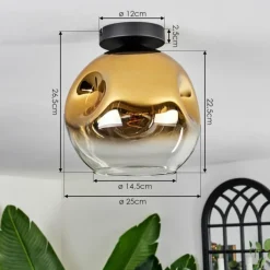 hofstein Plafonnier - Verre 25 cm Ripoll Or, Clair, 1 lumière