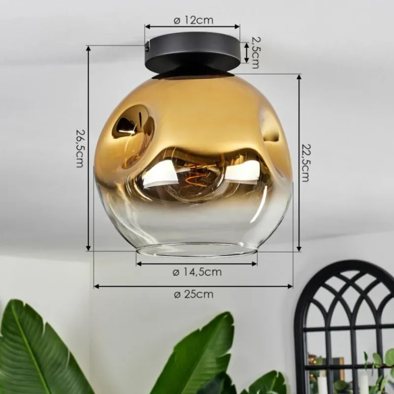 hofstein Plafonnier - Verre 25 cm Ripoll Or, Clair, 1 lumière