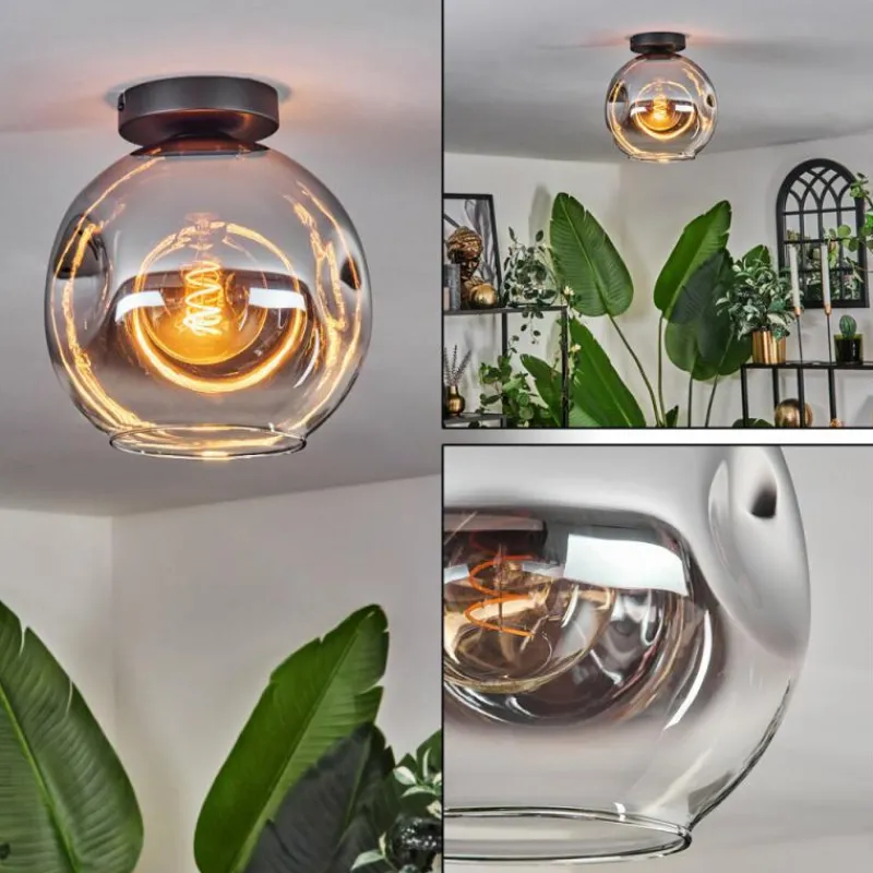 hofstein Plafonnier - Verre 25 cm Ripoll Chrome, Clair, 1 lumière