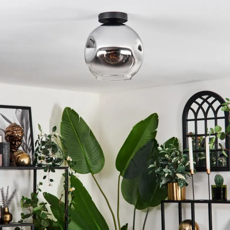 hofstein Plafonnier - Verre 25 cm Ripoll Chrome, Clair, 1 lumière