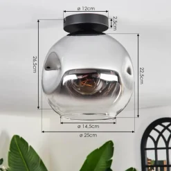 hofstein Plafonnier - Verre 25 cm Ripoll Chrome, Clair, 1 lumière