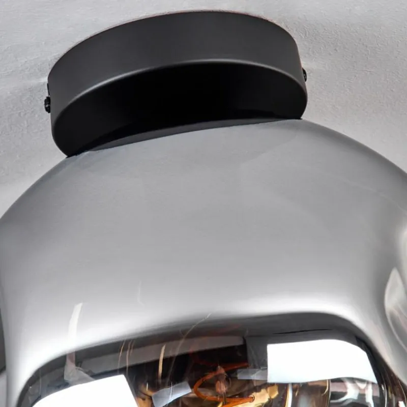 hofstein Plafonnier - Verre 25 cm Ripoll Chrome, Clair, 1 lumière