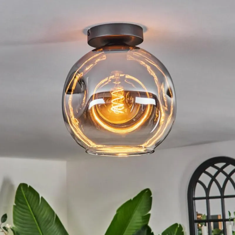 hofstein Plafonnier - Verre 25 cm Ripoll Chrome, Clair, 1 lumière