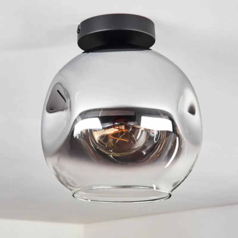 hofstein Plafonnier - Verre 25 cm Ripoll Chrome, Clair, 1 lumière