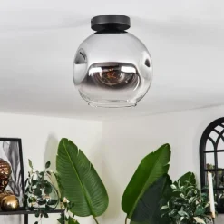 hofstein Plafonnier - Verre 25 cm Ripoll Chrome, Clair, 1 lumière