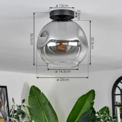 hofstein Plafonnier - Verre 25 cm Ripoll Clair, Fumé, 1 lumière