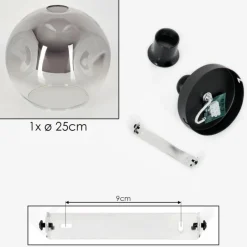 hofstein Plafonnier - Verre 25 cm Ripoll Clair, Fumé, 1 lumière