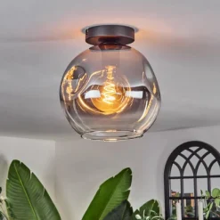 hofstein Plafonnier - Verre 25 cm Ripoll Clair, Fumé, 1 lumière