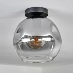 hofstein Plafonnier - Verre 25 cm Ripoll Clair, Fumé, 1 lumière