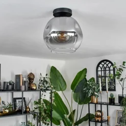 hofstein Plafonnier - Verre 25 cm Ripoll Clair, Fumé, 1 lumière