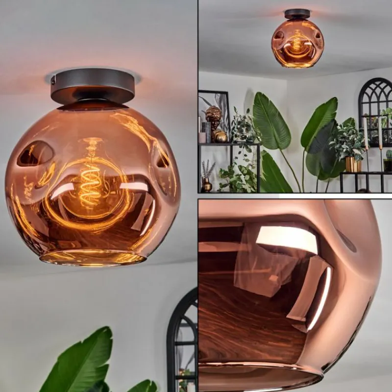 hofstein Plafonnier - Verre 25 cm Ripoll Cuivré, 1 lumière