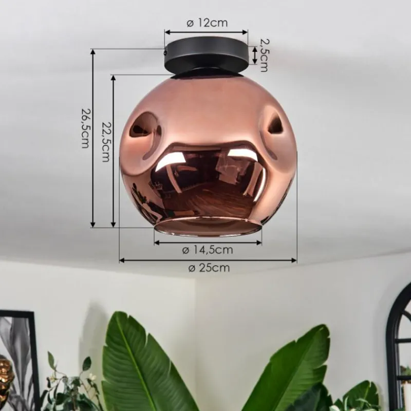 hofstein Plafonnier - Verre 25 cm Ripoll Cuivré, 1 lumière