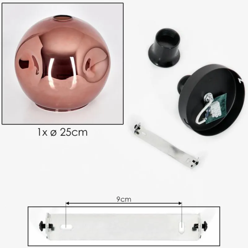 hofstein Plafonnier - Verre 25 cm Ripoll Cuivré, 1 lumière