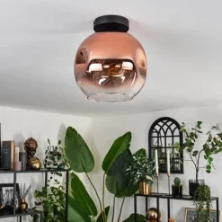 hofstein Plafonnier - Verre 25 cm Ripoll Clair, Cuivré, 1 lumière