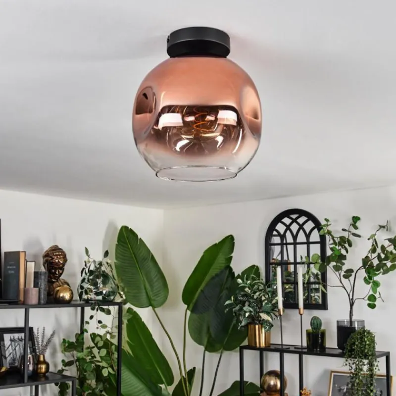 hofstein Plafonnier - Verre 25 cm Ripoll Clair, Cuivré, 1 lumière