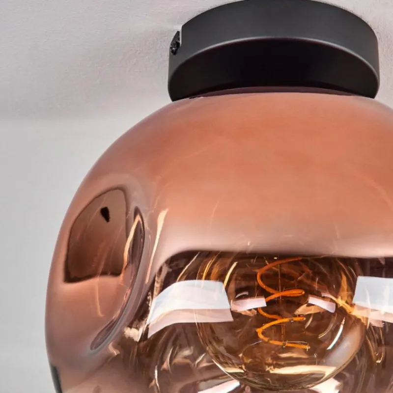 hofstein Plafonnier - Verre 25 cm Ripoll Clair, Cuivré, 1 lumière