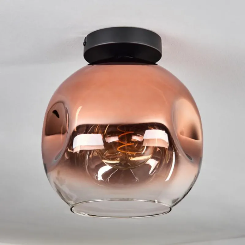 hofstein Plafonnier - Verre 25 cm Ripoll Clair, Cuivré, 1 lumière