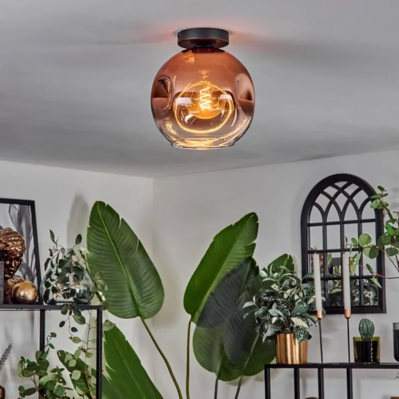 hofstein Plafonnier - Verre 25 cm Ripoll Clair, Cuivré, 1 lumière