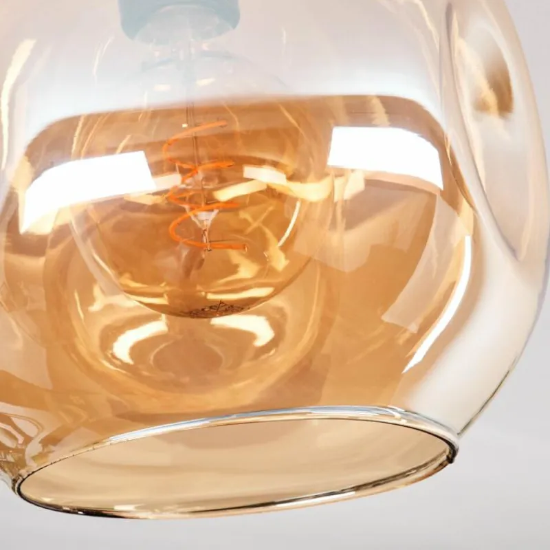 hofstein Plafonnier - Verre 25 cm Ripoll Or, Noir, 1 lumière