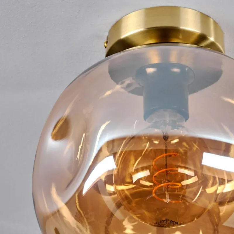 hofstein Plafonnier - Verre 25 cm Ripoll Or, Noir, 1 lumière