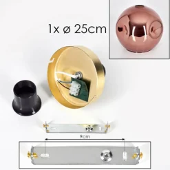 hofstein Plafonnier - Verre 25 cm Ripoll Or, Noir, 1 lumière