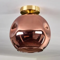 hofstein Plafonnier - Verre 25 cm Ripoll Or, Noir, 1 lumière