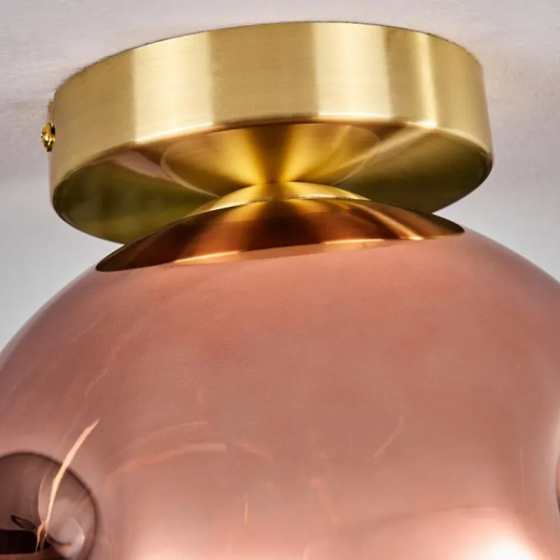 hofstein Plafonnier - Verre 20 cm Ripoll Or, Noir, 1 lumière