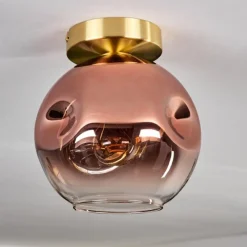 hofstein Plafonnier - Verre 20 cm Ripoll Or, Noir, 1 lumière