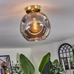 Lampes Dorées-hofstein Plafonnier - Verre 25 cm Ripoll Or, Noir, 1 lumière