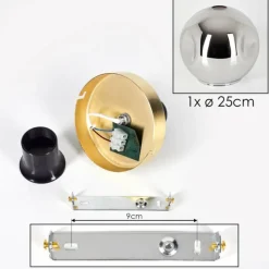 hofstein Plafonnier - Verre 25 cm Ripoll Or, Noir, 1 lumière