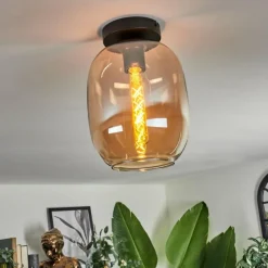 hofstein Plafonnier - Verre Apedo Ambre, 1 lumière
