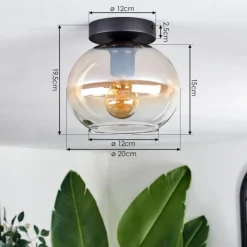 hofstein Plafonnier - Verre Apedo Ambre, Clair, 1 lumière