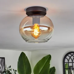 hofstein Plafonnier - Verre Apedo Ambre, Clair, 1 lumière