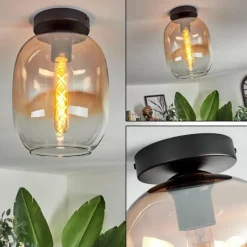 hofstein Plafonnier - Verre Apedo Ambre, Clair, 1 lumière