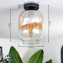 hofstein Plafonnier - Verre Apedo Ambre, Clair, 1 lumière